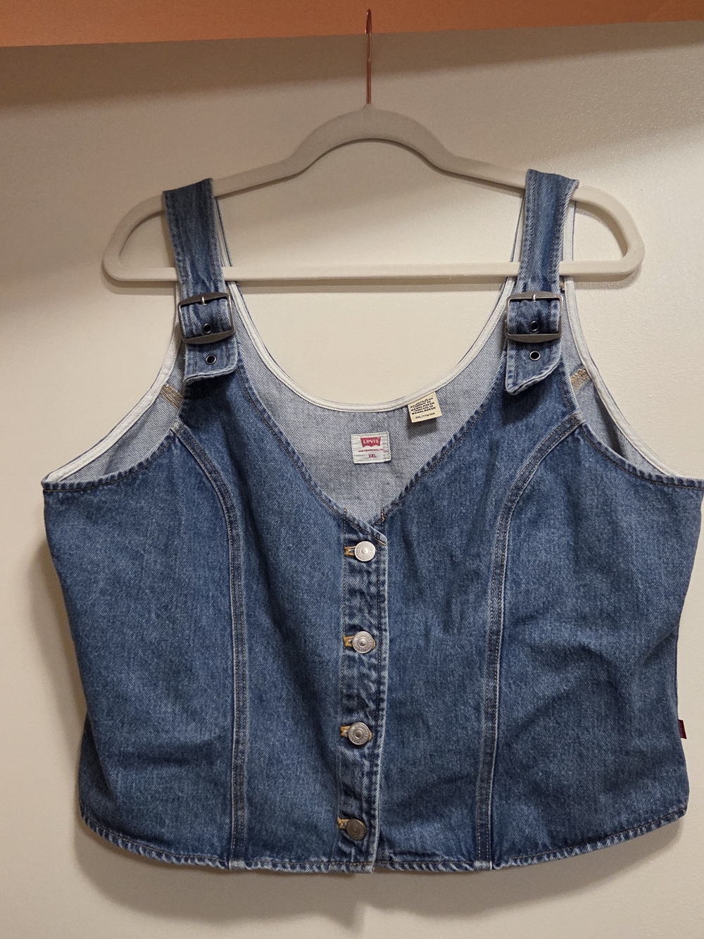 Levi's Charlie Denim Crop Top Vest XXL